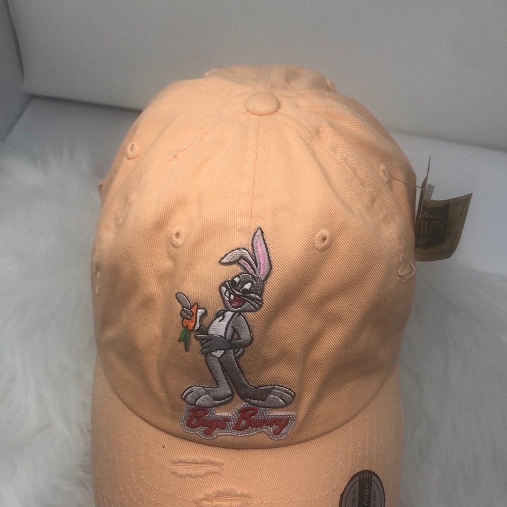 KBETHOS Vintage Bugs Bunny Distressed Dad Hat Peach Adjustable Looney Tunes NWT